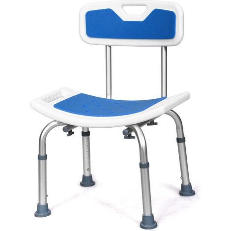 Bath Chair Shower Stool Safety Seat Bathroom Bathing Bench W/ Back Adjustable (1/5)