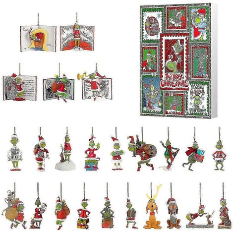 Boîte surprise compte à rebours de Noël, calendrier de l'Avent 24 jours, pendentif sapin de Noël, boîte surprise Grinch