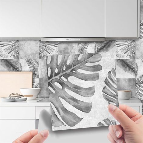 Autocollant Carrelage pour Cuisine Salle de Bain, 24PCS Auto-Adhésif Stickers Carrelage Stickers Carreaux (10x10cm) (1/5)