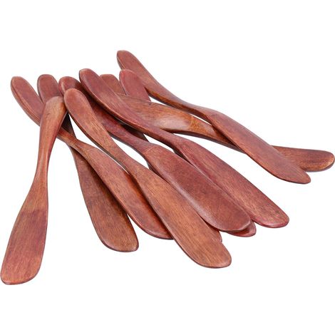 lot de 10 couteaux de table en bois spatule à fromage couteau à gâteau réutilisables couverts accessoires de cuisine pour maison cuisine pique-nique restaurant couleur foncée (1/5)