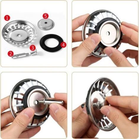 Bouchon Évier Inox - 80 mm - Universel Pour Éviers Cuisine Salle De Bain Atelier - 2 Pièces (1/5)