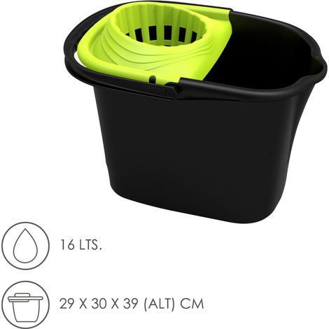 ORYX Balde de esfregona com escorredor retangular 16 litros Cubo Fregona con Escorridor Rectangular, Plastic, Multicolor, Unico
