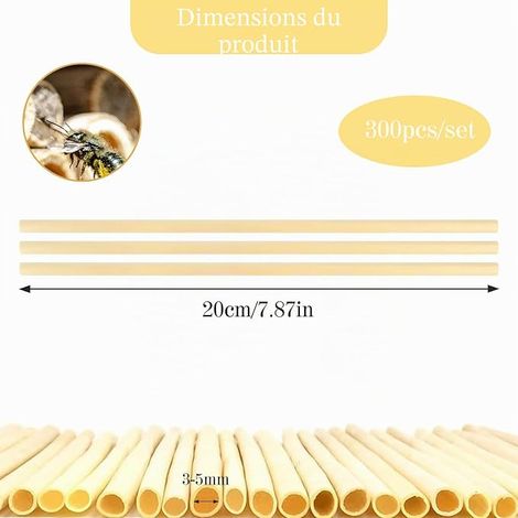Hotel a Insectes Kit Maison d'abeille 20 cm Longueur,Paille de Blé Naturelles pour Hôtel à Abeilles,Aide à la Nidification,pour Abeilles Papillons et Insecte (1/4)