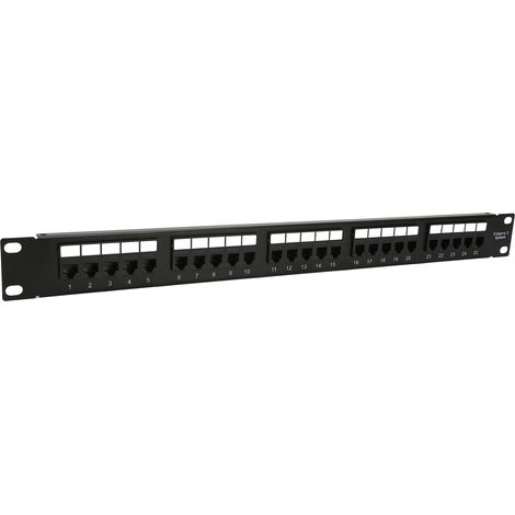 Panneau de brassage RJ11 traversant 25 ports, broches plaquées or, CAT3, pour baie 19 pouces (1/5)