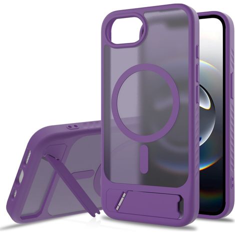 Funda mate con soporte para iPhone 17e / 16e, compatible con MagSafe, color morado. (1/5)