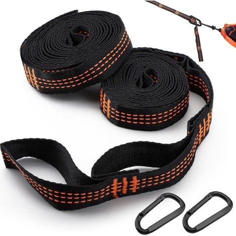 2 Pièces Sangles pour Hamac, 2m2,5cm Fixation Hamac avec 2 Mousquetons,pour BalançOire Camping Charge Maximale : 200 Kg (1/5)