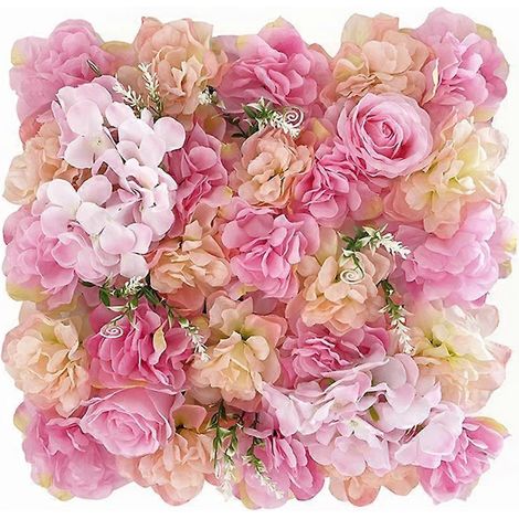 Décoration murale de fleurs artificielles (roses fausses) à faire soi-même, 35 x 35 cm, pour fond de mariagerose (1/5)