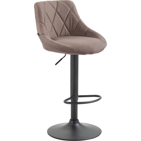 CLP – Tabouret de bar réglable en tissu taupe – Siège pivotant 360° – Hauteur assise 60-81 cm – Piètement métal stable (1/5)