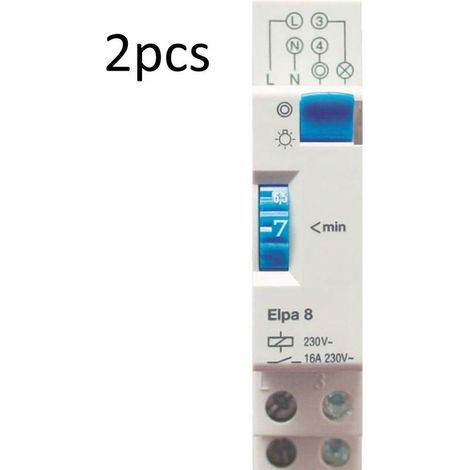 Lot de 2 Minuterie d'escalier électromécanique 4 conducteurs - Version française pour fixation murale, interrupteur de temporisation escalier domestique (1/4)