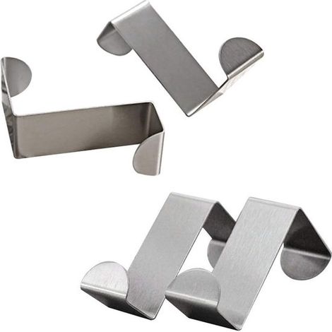 Juego de 4 ganchos plegables de acero inoxidable para cajones, ideales para armarios de oficina y cocina, para toallas y abrigos, color plateado. (1/4)