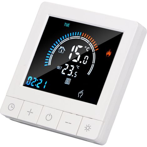 Programmierbarer Smart-Thermostat für Elektroheizungen mit digitalem LCD-Display und Temperaturregler für Haushalte und Hotels, Wechselstrom 90–240 V, 16 A, Standardausführung (1/5)