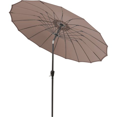 Outdoor Garden Parasol Taupe Patio Sun Shade Umbrella Crank with 18 Fiberglass Ribs (1/5)