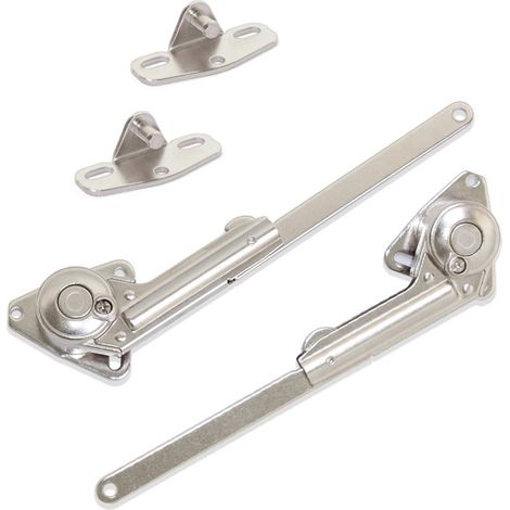 Emuca Set di braccetti con porta a battente NSDX, forza 20-70kgxcm, Acciaio e Zama, Nichelato (1/4)