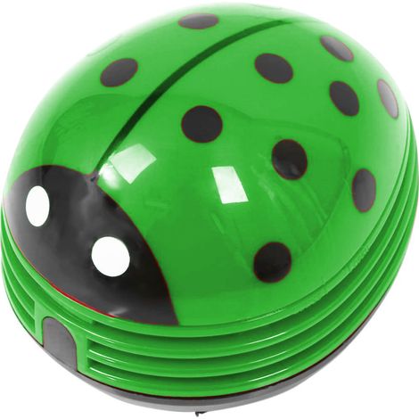 Mini balai de table portable sans fil, aspirateur de poussière de bureau, motif coccinelle mignonne, fonctionne sur piles (1/4)