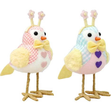 Décoration Oiseaux Pâques 2 Pièces Figurines Tissu Printemps Ornements Mignons pour Intérieur Maison Étagère (1/5)