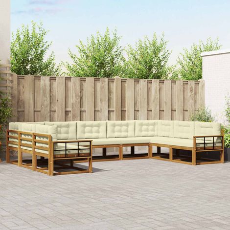 vidaXL Outdoor-Sofagarnitur mit Kissen 9 pcs Natur und Creme (1/5)