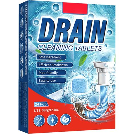 Nettoyant pour Canalisations,Déodorant et Déboucheur de Tuyaux,Agent Puissant de Dragage de Tuyaux,Pastilles Nettoyantes et Désodorisantes pour Canalisations,24PC (1/5)