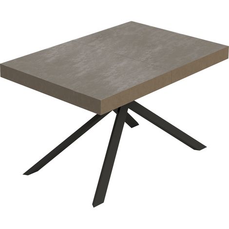 Table extensible Niket gris tourterelle 140/224x80cm avec pieds anthracite