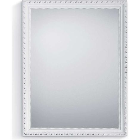 Specchio Loreley 34x45 cm Bianco Cornice Legno Vintage