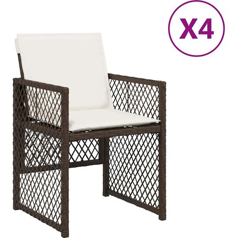 Maison Exclusive - Sedie da Giardino con Cuscini 4 pz Marroni in Polyrattan (1/5)