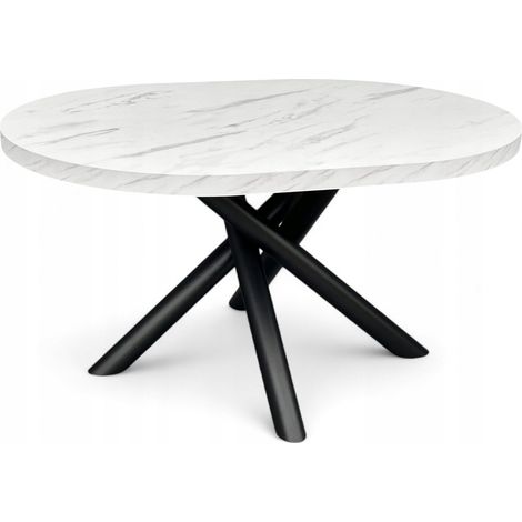 Ovaler Esstisch 100x140 cm Marmoroptik, Designer Metallbeine (1/5)