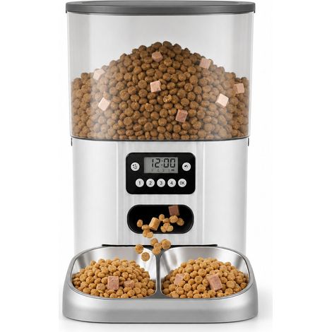 Distributeur automatique pour animaux 4.5L Maison double bol inox programmable (1/5)