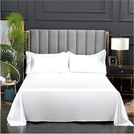 Draps en Soie Rafraîchissants 1 Pc Drap De Lit for Été Glace Cool Tissu Draps Supérieurs Satin Lisse Plat for Literie Double (Pas Taie d'oreiller)(Baise,2pillowcase18x29inch) (1/4)