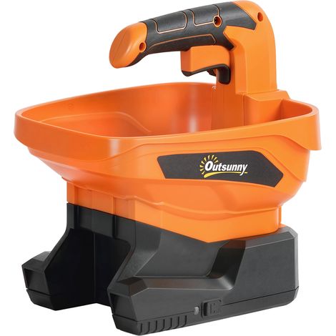 Épandeur de sel portable 3,3 L avec 8 niveaux de débit, largeur d'épandage réglable et port USB pour pelouses jusqu'à 800 m² - Orange (1/5)