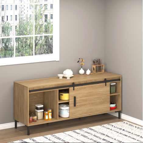 Kit de herraje para puerta corredera (200x0.4x18 cm), para puerta de madera, acero, negro (1/5)