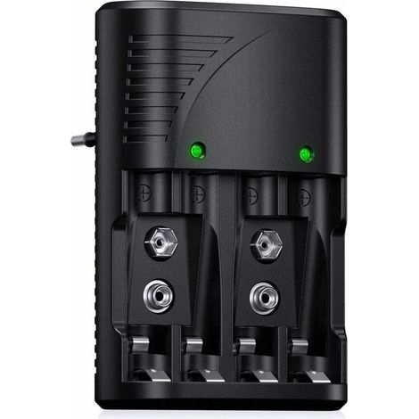 Chargeur Rapide Intelligent pour Piles AA AAA 9V – Tension Univers 100-240 V – Indicateur LED et Protection Sûre contre la Surcharge (1/4)