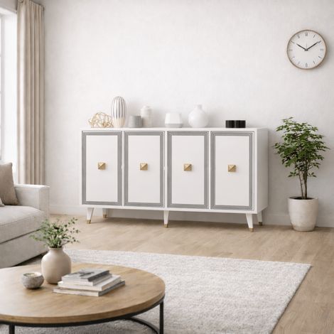 Modern Sideboard Ansel Weiß-Gold Melamin 120 cm