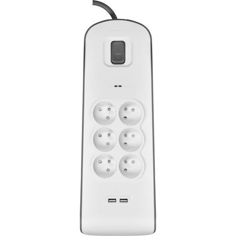 Belkin BSV604CA2M Steckdosenleiste weiß und grau 6 USB-Anschlüsse (1/5)