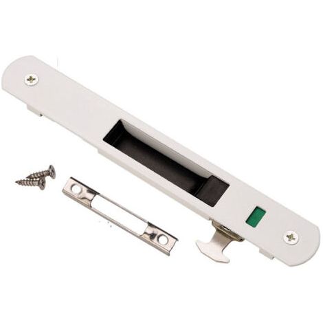 Serrure de porte coulissante - Garnitures de quincaillerie de verrouillage simple de fenêtre de porte coulissante en acier inoxydable de ménage（Blanc）