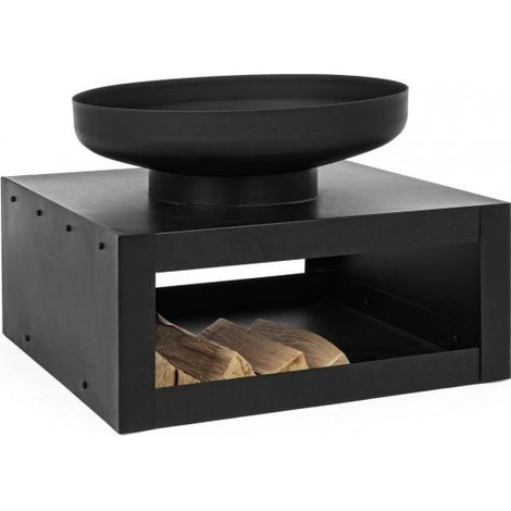 Brasero con soporte de madera negra Muebles de jardín Efesto (1/5)