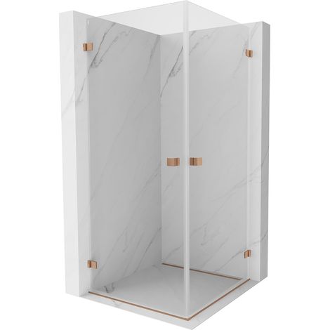 Mexen Lunar-B Duo Pendeltür-Duschkabine 75 x 75 cm, transparent, gebürstetes Kupfer - 832-075L-075P-65-00 (1/5)