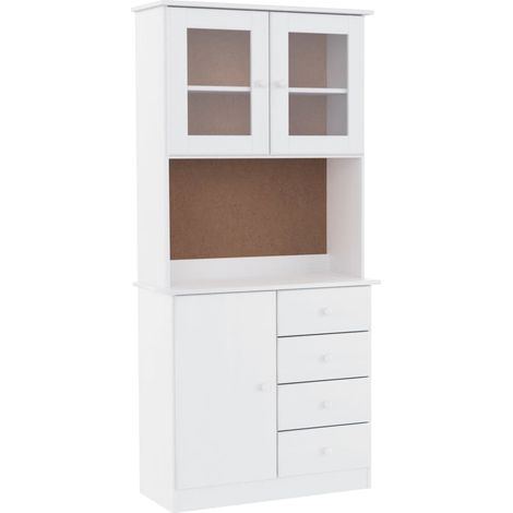 Maison La Vie - Buffet Salon Moderne - Meuble de rangement - ALTA blanc 77x35x165 cm bois massif de pin bu1833