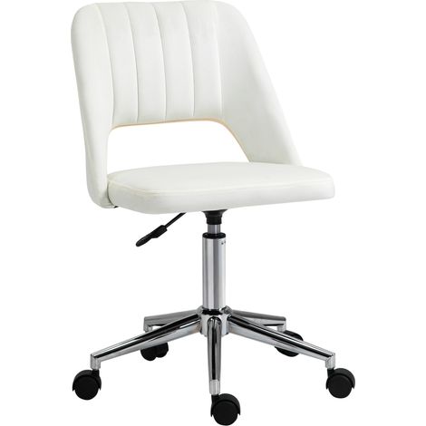 Fauteuil pivotant beige réglable en hauteur, chaise bureau ergonomique compacte moderne