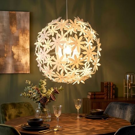 Lampada a sospensione Lampada da tavolo da pranzo Lampada a sospensione soggiorno da inserire a forma di fiore, plastica bianca, 1x E27, DxH 60x150 cm (1/5)