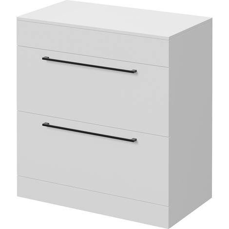Napoli 460 Gloss White 800mm 2 Drawer Vanity Unit for Countertop Basins - 800mm - Matt Black 480mm Handle
