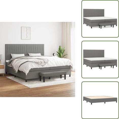 Cama con cabecero ajustable - vidaXL Cama box spring con colchón tela gris oscuro 200x200 cm - Cama de muelles ensacados