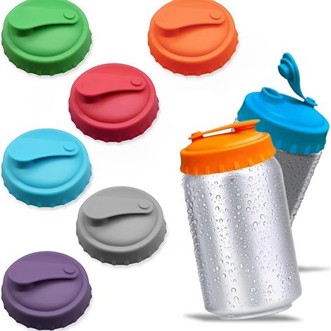 6 couvercles silicone pour canettes. Réutilisables, étanches. Compatible plupart des boissons en canette. (1/5)