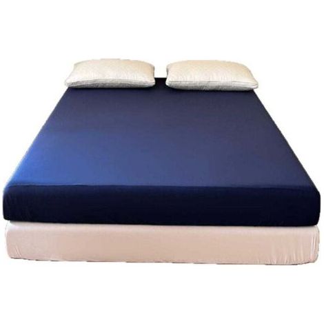 Drap Housse, 150 x 200 x 30 cm, pour Matelas Épais jusqu'à 30 cm, Bleu Marine (1/4)