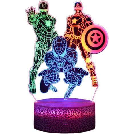 Lampe de nuit Spiderman Veilleuse LED 3D pour enfants Cadeau de Noël Lampe de bureau Décoration de chambre (1/5)