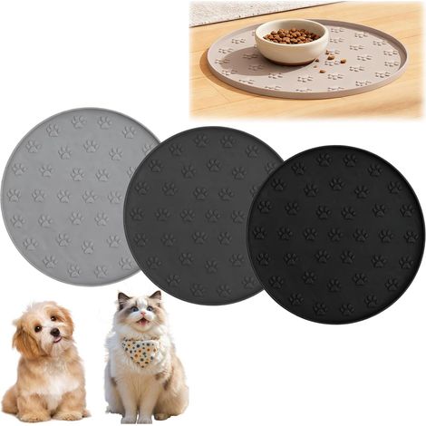 STK Napfunterlage für Hund Katzen Rund Ø28cm bpa-Freie, Hundenapf Unterlage Katzennapf Unterlage aus Silikon, Futtermatte Katzen Hund mit Rand wasserdichte & rutschfeste, für Futter & Wassernäpfe (1/5)