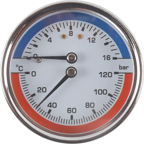 Thermomanometer 1/4 BSPT Threaded Connection 0-120°C (0-16 Bar) Temperature Gauge (1/5)