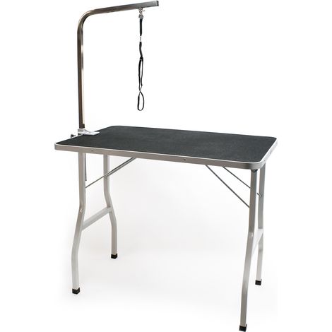Wiltec Schertisch für Hund und Katze, 91x61x76 cm, Trimmtisch zusammenklappbar, Groomer Tisch mit Galgen, höhenverstellbar, Pflegetisch für Tiere