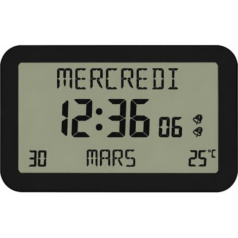 Horloge murale et réveil digital LCD rectangulaire H180F noir h180f réf 2034 23,1 × 13,7 × 3,6 cm 290 g – Livraison gratuite