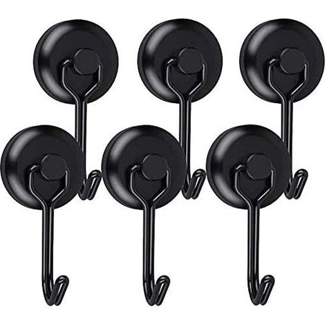 Crochet Aimanté Puissant Crochet Magnetique Frigo Noir Néodyme Pivotants Aimant Crochet Magnétique Crochets Aimantés Magnétiques pour Cuisine Torchon Tableau 6pcs