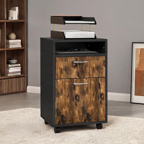Meuble de rangement de bureau marrone e Nero 40 x 35 x 60 cm (1/5)