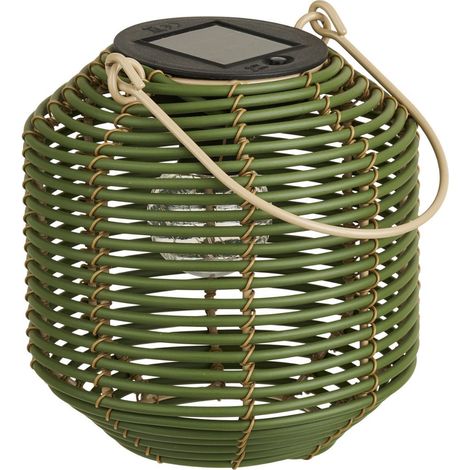 Lanterne solaire en imitation rotin vert Ø15cm - CARMEN (1/5)